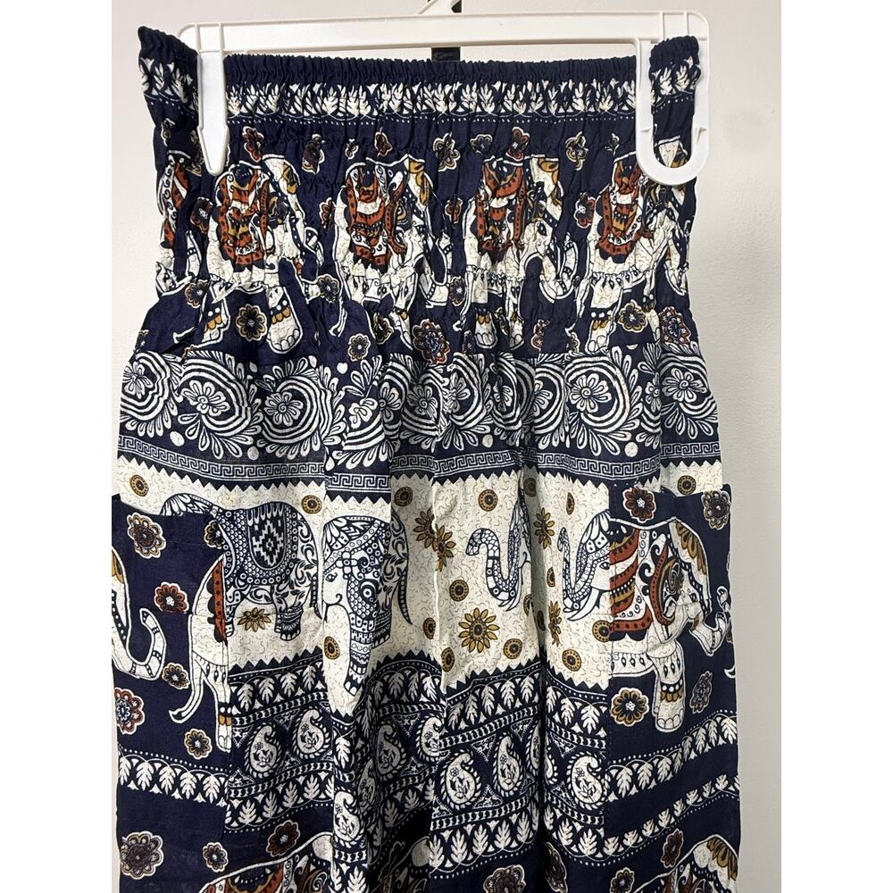 Women's Navy Elephant Print Wide Leg Pants - Picture 3 of 6